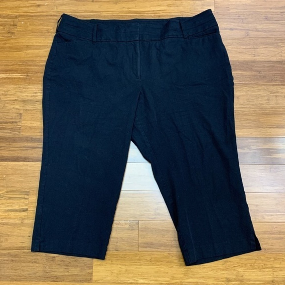 Lane Bryant Capri Pants Women 24 Black Plus Size Stretch Cropped Workwear Casual